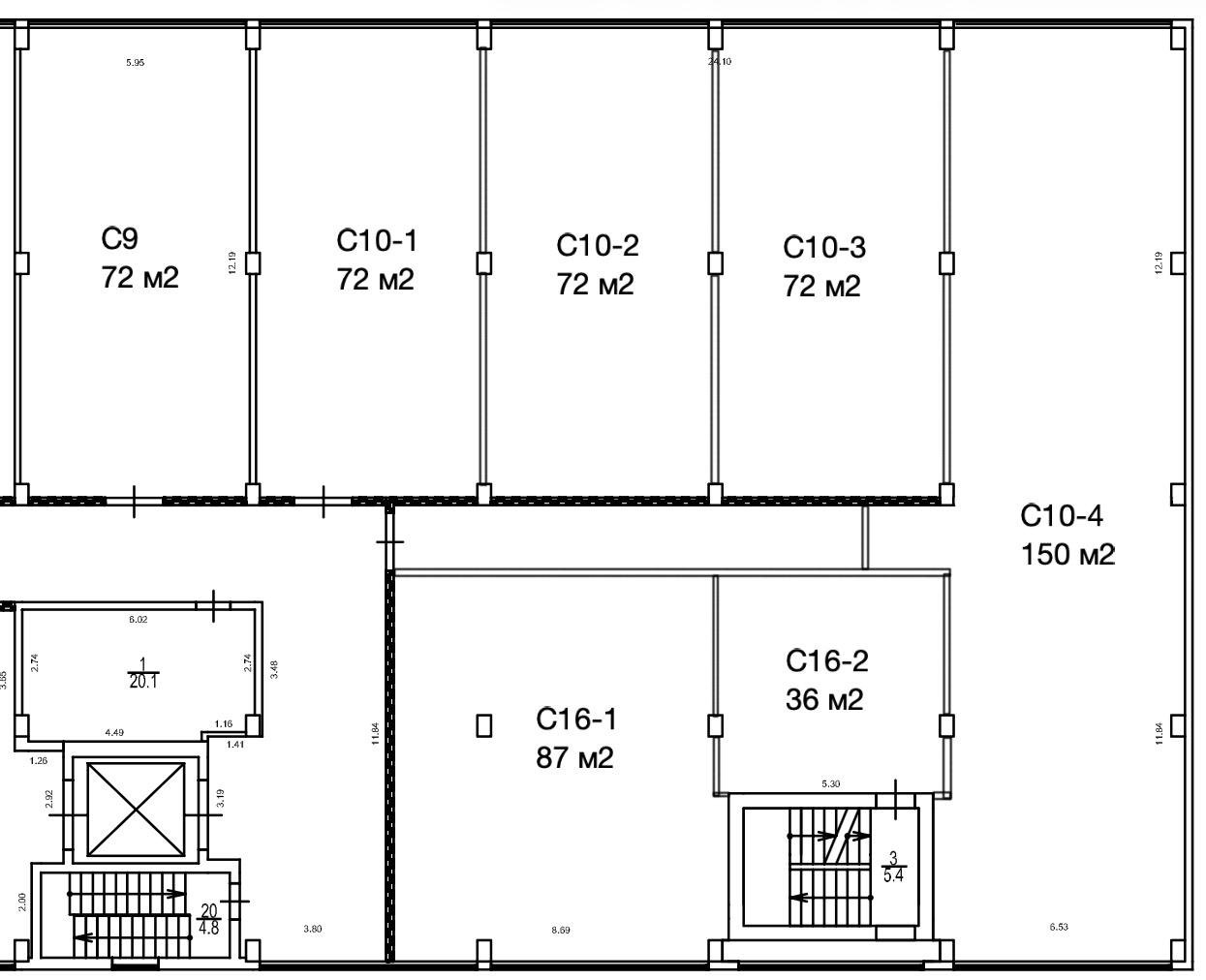Планировка 1 — Помещение 561 м², 2 этаж, технопарк, Рабочая 91с4